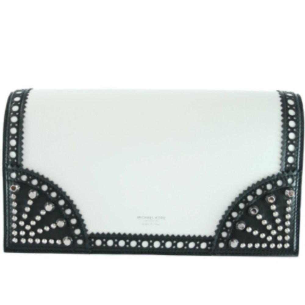 MICHAEL KORS COLLECTION LEATHER STUDDED CLUTCH NEW WITH TAGS